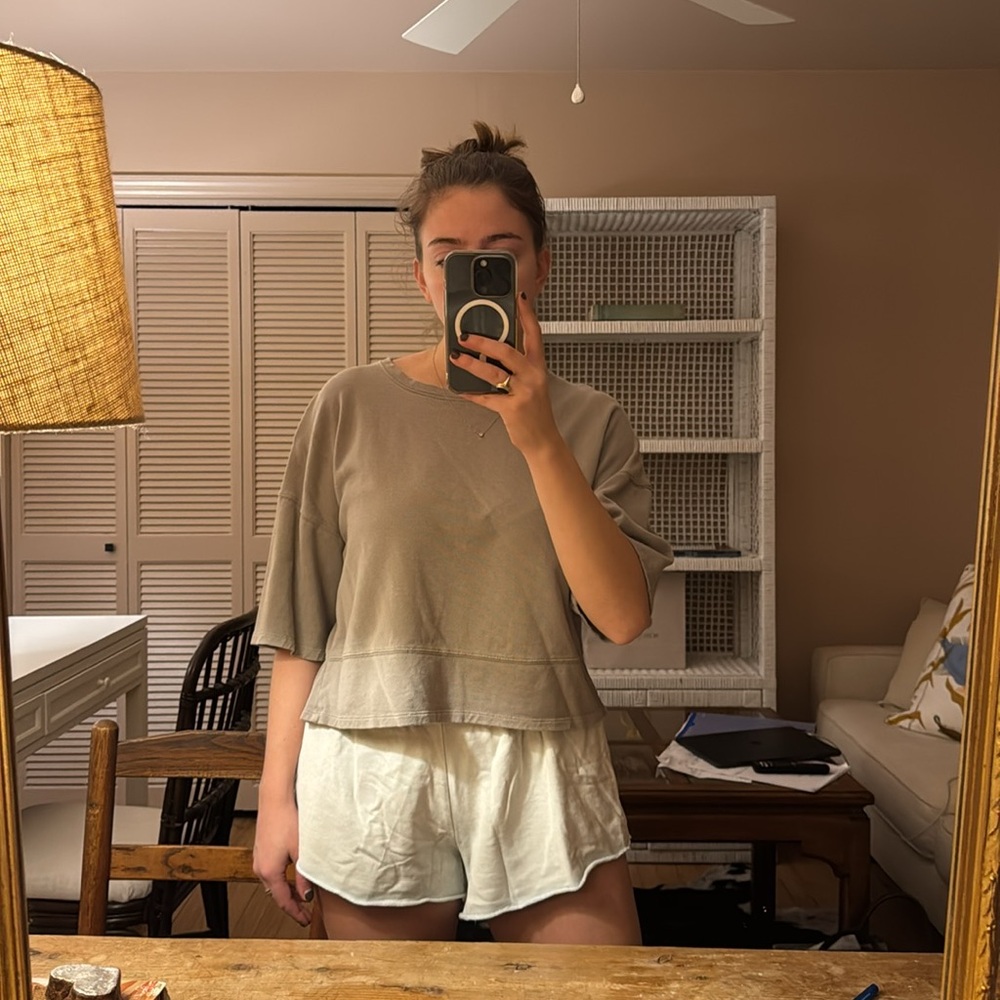 Zara sweatshirt-like material Grey t-shirt